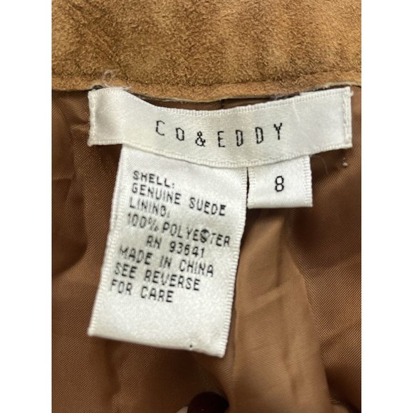 Vintage CO & EDDY Sz 8 Genuine Suede Leather Pants Straight Leg BROWN 90’s Y2K - Picture 10 of 11
